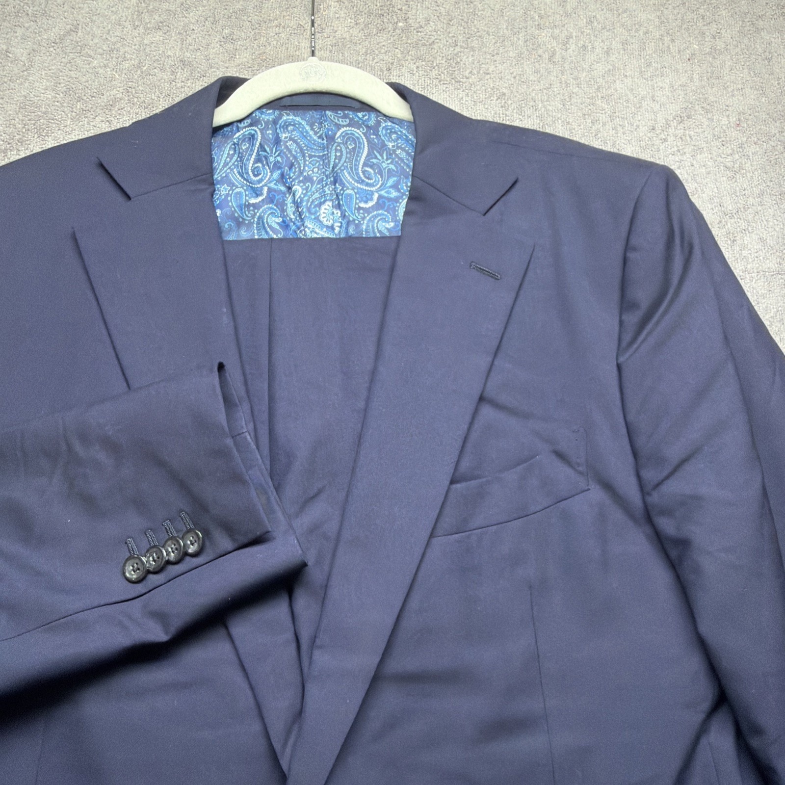 Suitsupply Mens Navy Wool Suit Vitale Barberis Canonico 42s Short